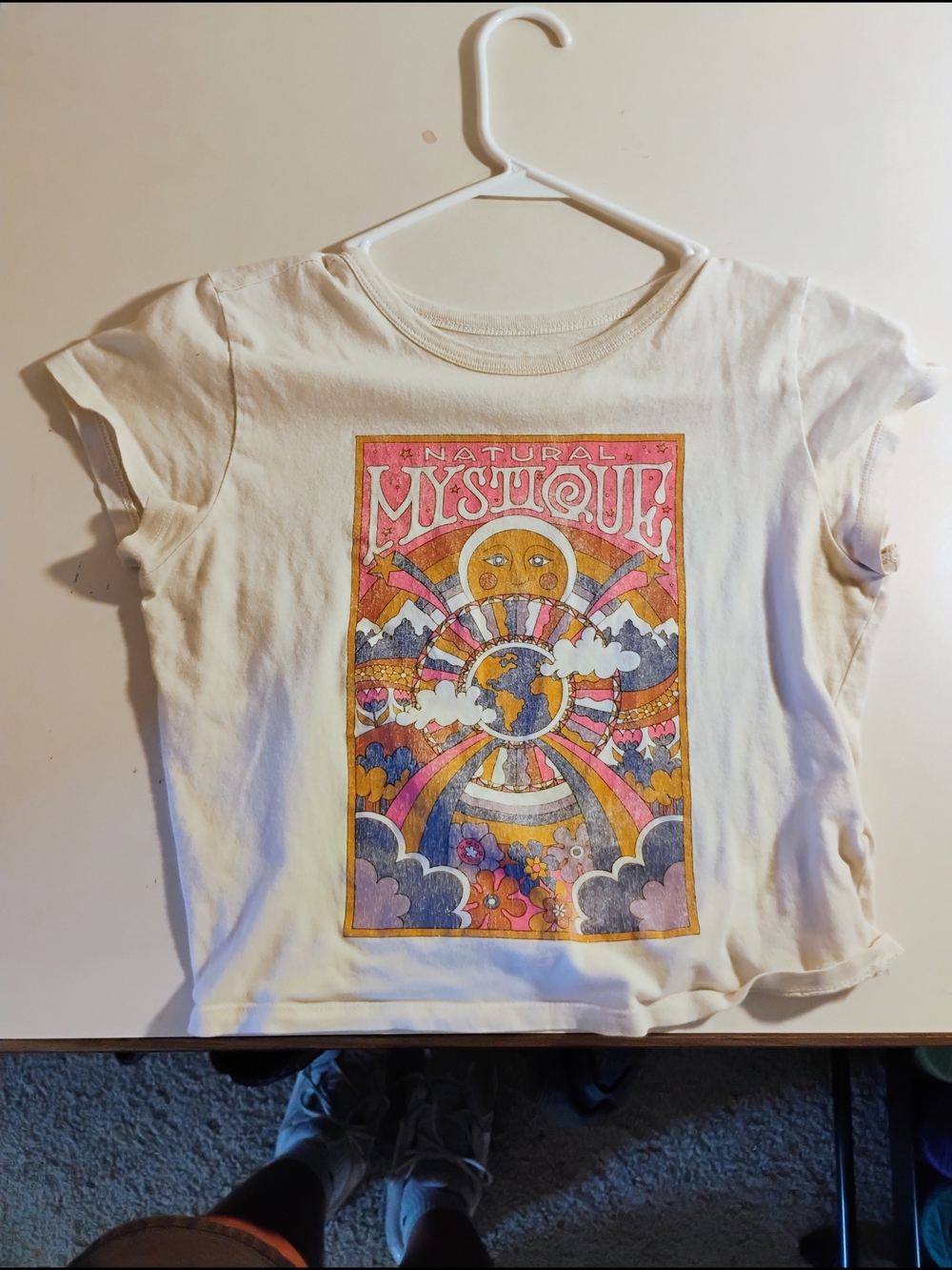 Kids White Graphic Tee with Pink & Yellow Mystique Design
